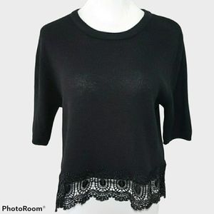 BeachLunchLounge Lightweight Knit Top with Lace Trim Size Medium